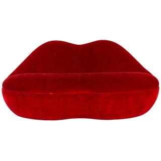 Red Velvet "Lips" Sofa After Salvador Dali For Sale