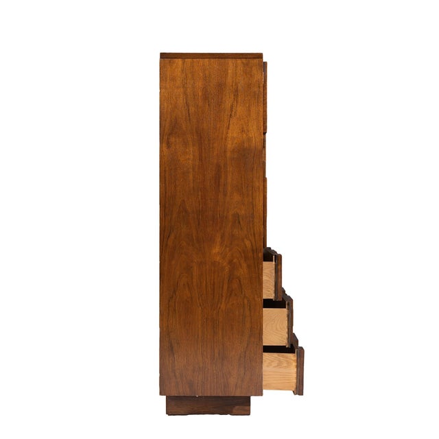 Lane Furniture Lane Staccato Brutalist Mid Century Walnut Armoire Dresser For Sale - Image 4 of 9