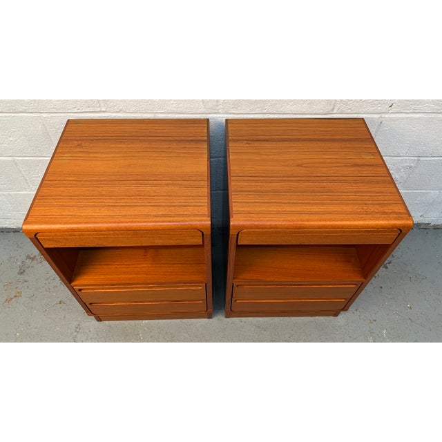Mid 20th Century Vintage Danish Modern Teak Nightstands by Nils Jonsson for Torring Mobelfabrik, A Pair For Sale - Image 5 of 15