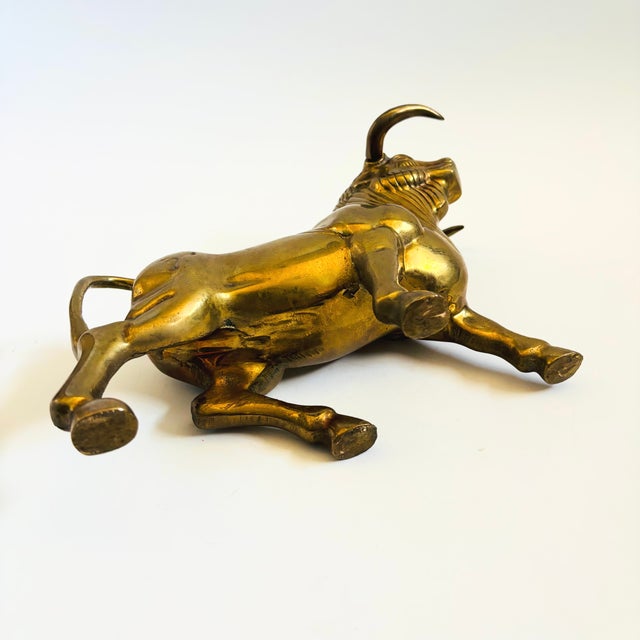 Large Vintage Brass Bull Statue For Sale - Image 13 of 13