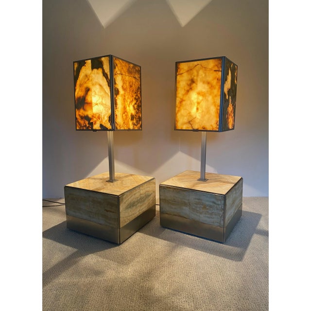 Alabaster Side Table & Lamp by Tommaso Barbi, Italy, 1970s, Set of 2 For Sale - Image 12 of 18