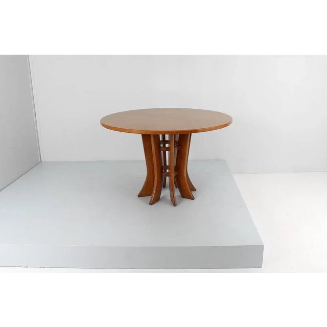Angelo Mangiarotti Mid-Century Round Wooden Dining Table in the style of A. Mangiarotti, 1970s For Sale - Image 4 of 11