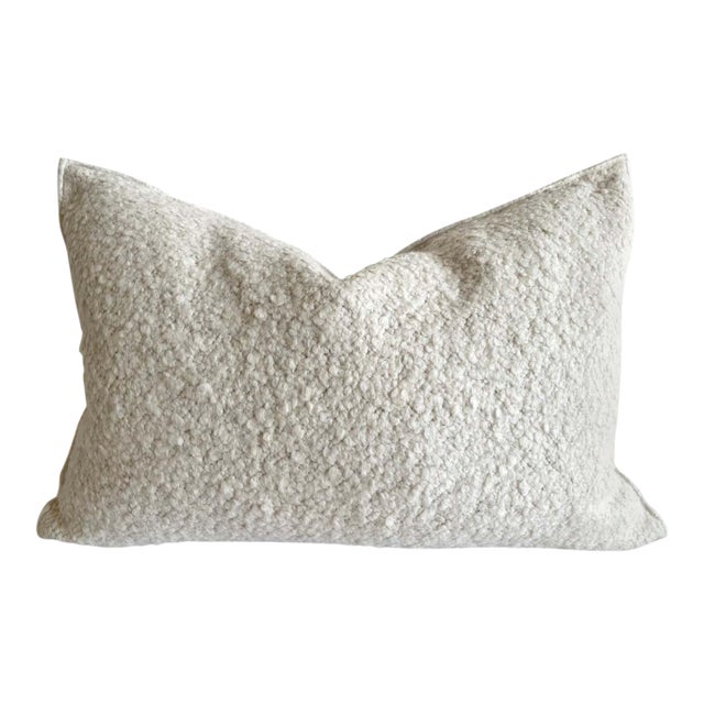 Custom Linen and Wool Blend Accent Lumbar Pillow With Insert For Sale