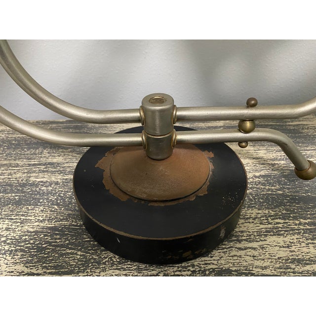 Metal 1950s Atomic Dual-Arm Table Lamp With Fiberglass Shades, Attributed to Majestic For Sale - Image 7 of 10
