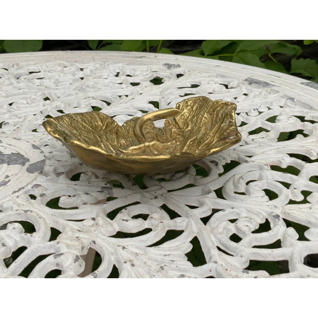 Mid century heavy brass “Hollyhock leaf” dish; CAMBRON Co. Kansas City Missouri. Finely sculpted image of a Hollyhock leaf,.