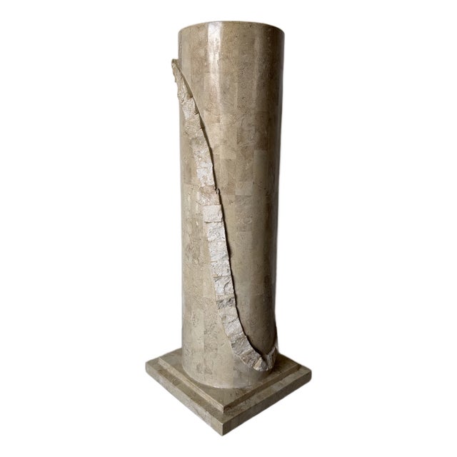 Vintage Maitland Smith Style Tessellated Stone Pedestal Column For Sale