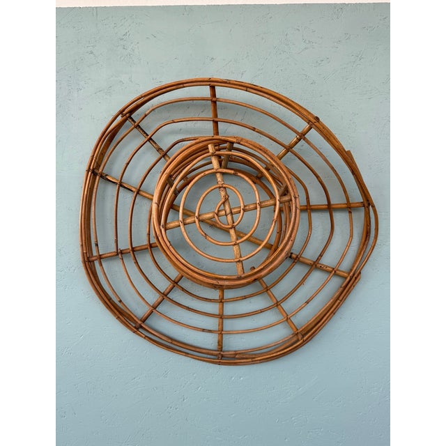 Wood Vintage Bamboo Hat Decorative Object, 1970s For Sale - Image 7 of 13