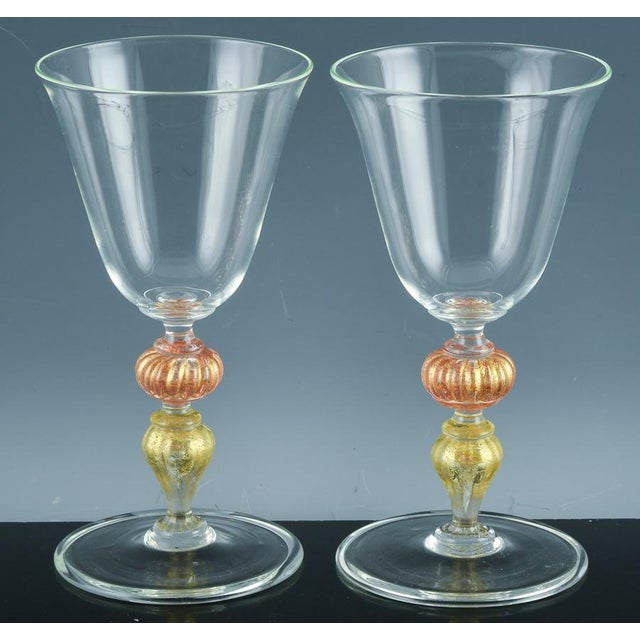 Murano Murano Set of Renaissance-Inspired Art Glass Wine Glasses-Set of Ten For Sale - Image 4 of 7