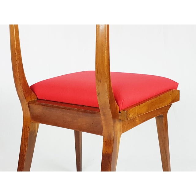 Mid-Century Modern Wood and Red Fabric Side Chairs from Fratelli Barni Mobili Darte, 1950s, Set of 2 For Sale - Image 13 of 14