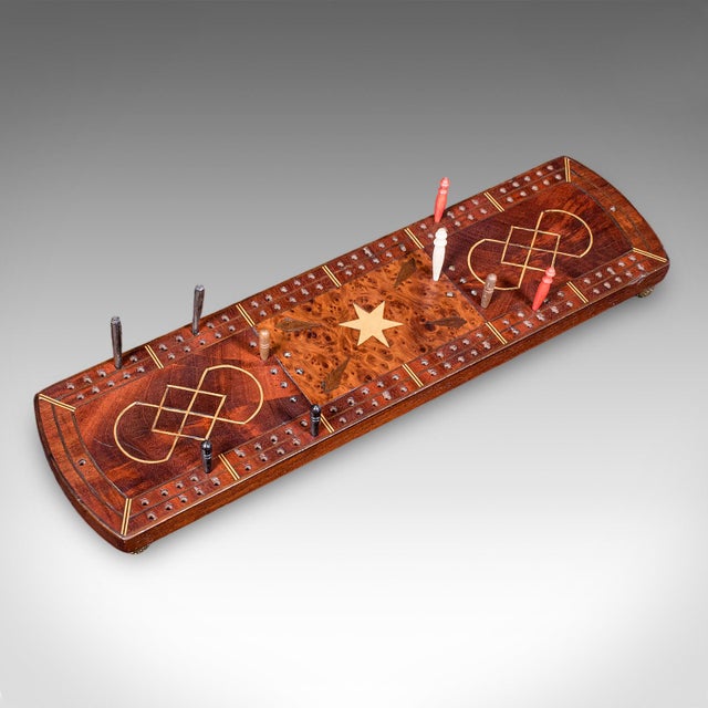 Traditional Antique Cribbage Board, English, Inlaid Game Scoreboard, Peg Storage, Edwardian For Sale - Image 3 of 10