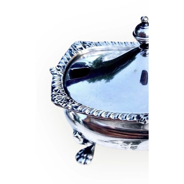 1920s Adie Bros LTD Birmingham Silver Plate Salt Cellars With Cobalt Glass Liners- Set of 2 For Sale - Image 9 of 14