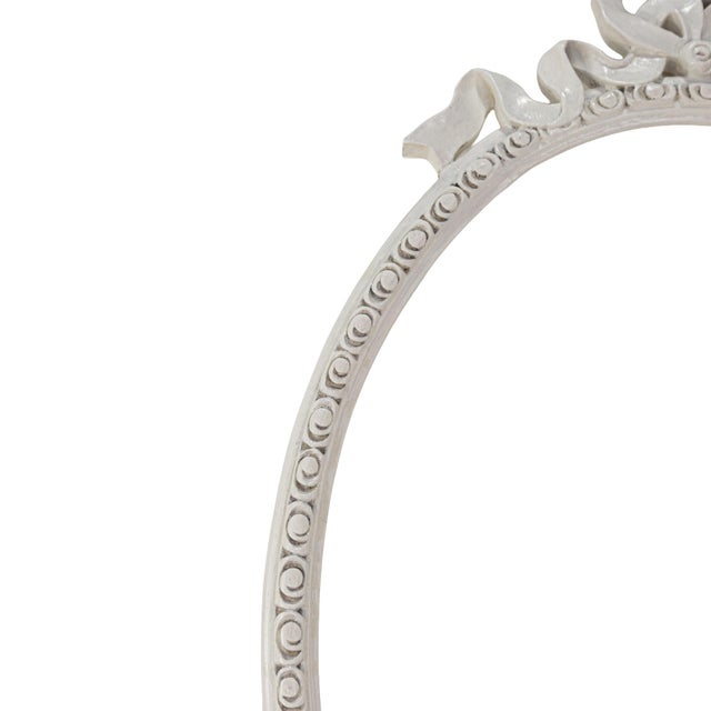 Wood Vintage French Rococo Style Ivory Oval Wall Mirror For Sale - Image 7 of 11