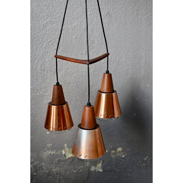 Metal Danish Golden Teak, Glass and Metal Boomerang Lamp attributed to Fog and Mørup For Sale - Image 7 of 15