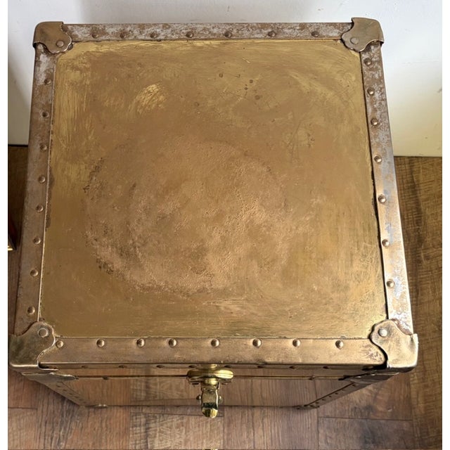 Mid Century Cedar Lined Brass Storage Box, Side Table For Sale - Image 4 of 8