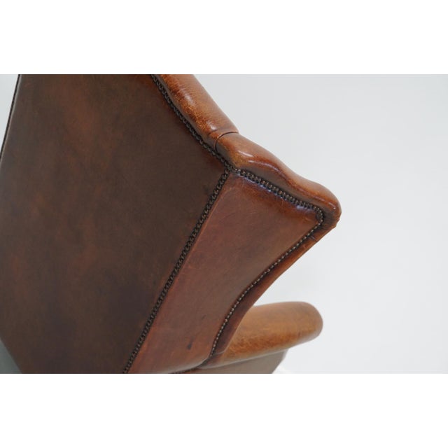 Vintage Dutch Cognac Colored Leather Club Chair For Sale - Image 14 of 18