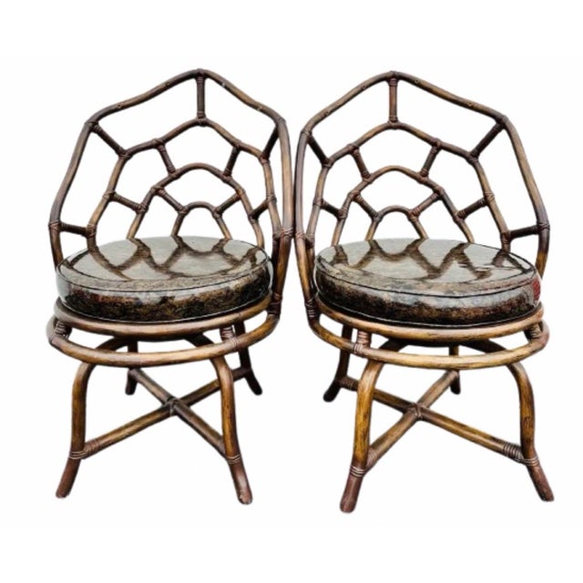 Hollywood Regency 1950s Tommi Parzinger and Henry Olko for Willow and Reed Dining Chairs Labeled - Set of 2 For Sale - Image 3 of 9