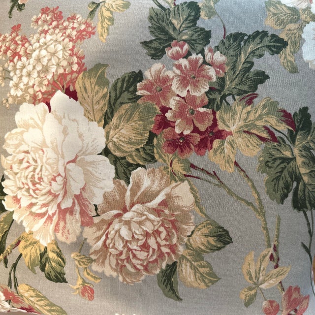 Double sided decorative pillow cover handcrafted from 100% linen/cotton with a floral pattern printed off white, live...