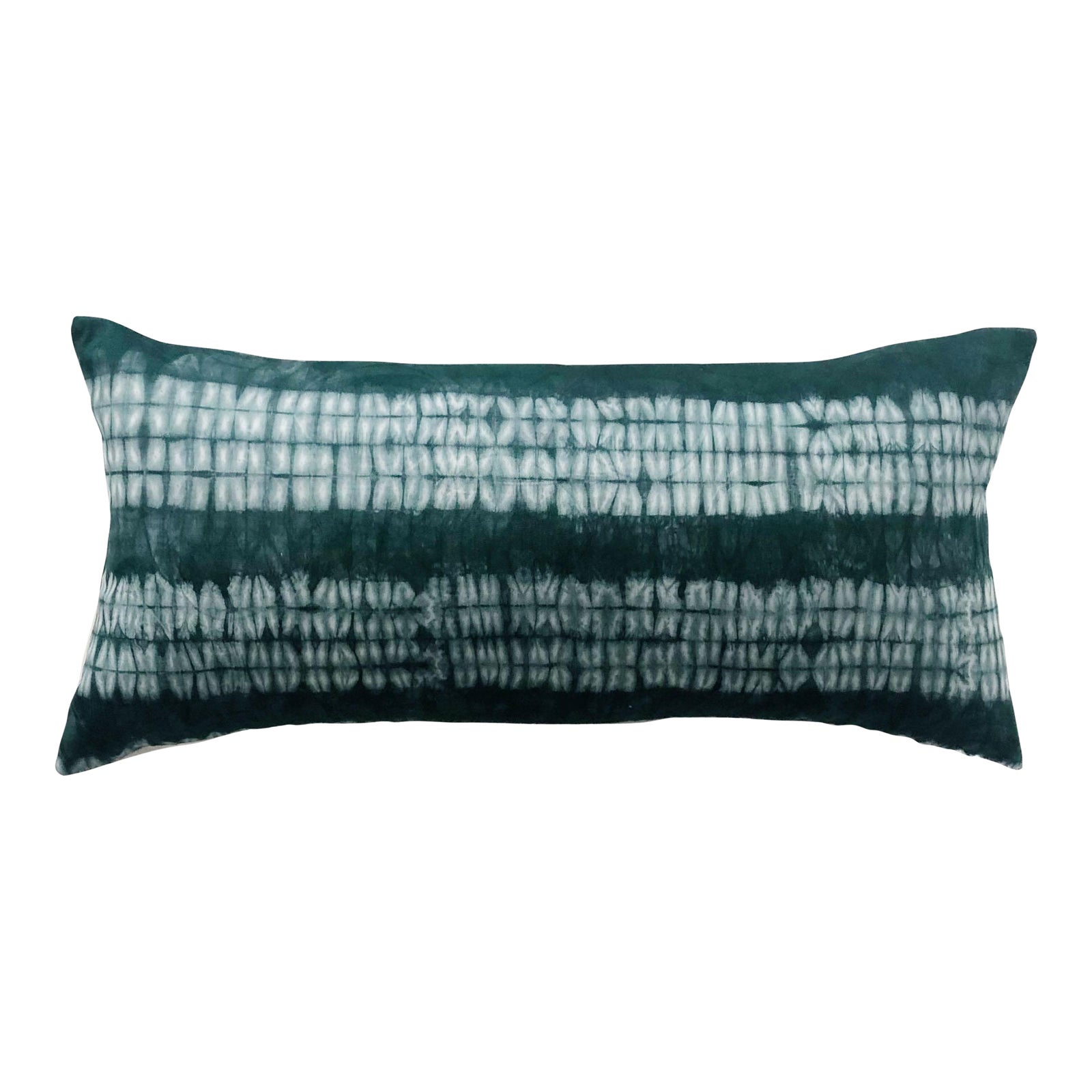 Dark Green Stripe Tie Dye African Yoruba Lumbar Pillow Cover // 12 X 20