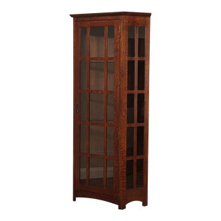 Stickley Mission Collection Oak Angled Corner Cabinet For Sale