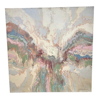 Late 20th Century Large Abstract Painting Signed For Sale