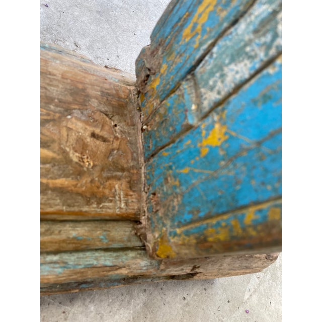 Cornflower Blue Vintage 1980s Architectural Carved Wood Plant Stand Pedestal For Sale - Image 8 of 12