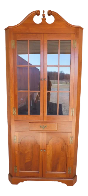 Vintage Custom Black Walnut 1pc Corner Cabinet Chippendale Style 90"h
