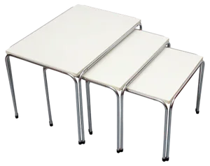 Vintage Nesting Tables in White and Chrome, 1975, Set of 3