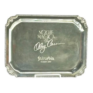 Sterling Silver "Noche Magica Con Oleg Cassini" Commemorative Tray For Sale