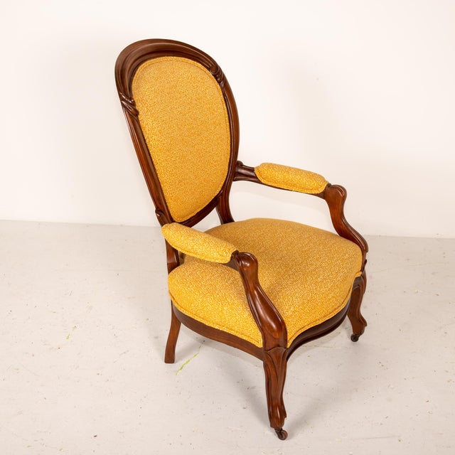 Late 19th Century Antique Mahogany Balloon Back Parlor Chair with Footrest - Set of 2 For Sale - Image 10 of 13