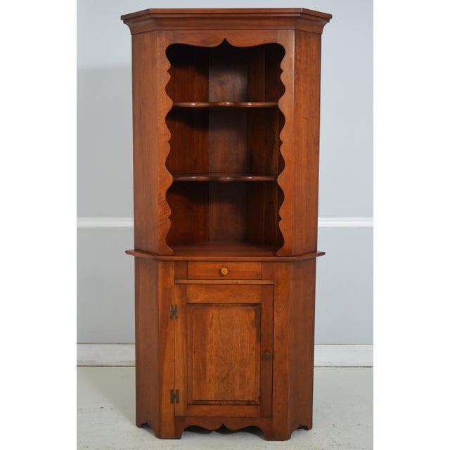 Traditional Pair of Stickley Cherry Valley Open Corner Cabinets For Sale - Image 3 of 18