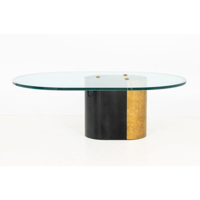 Black Karl Springer Attr. Glass Coffee Table For Sale - Image 8 of 10