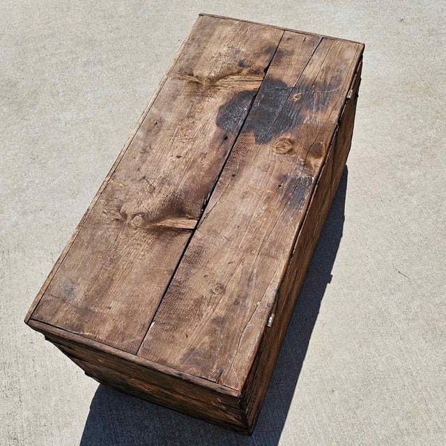 Early 19th Century Antique Hand-Carved Trunk / Blanket Chest For Sale - Image 5 of 6