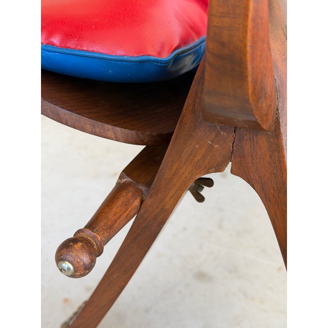 Camel Vintage Carved Boho Camel Saddle Stool or Ottoman With Brass Studded Legs For Sale - Image 8 of 12
