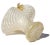 White Vintage Murano Gold Flecks White Swirl Italian Art Deco Style Glass Applied Flowers Fan Shape Vase For Sale - Image 8 of 10