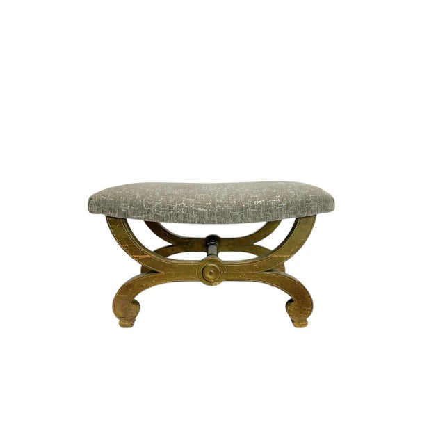 Mid-Century Modern Vintage Neoclassical French X-Frame Curule Stool, 1940s For Sale - Image 3 of 11