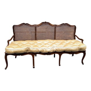 19th Century Louis XIV Walnut and Cane Canape For Sale