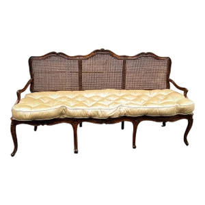 19th Century Louis XIV Walnut and Cane Canape