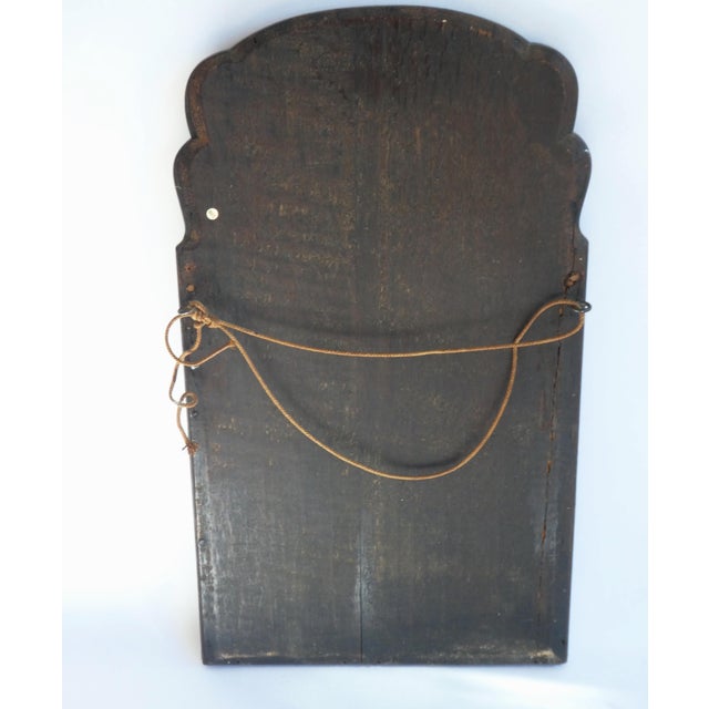 Large Antique Wooden Scalloped Mirror in Oak with Beveled Glass For Sale - Image 5 of 9