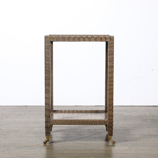 Mid-Century Modernist Python Side Table With Brass Castors by Karl Springer For Sale - Image 10 of 16