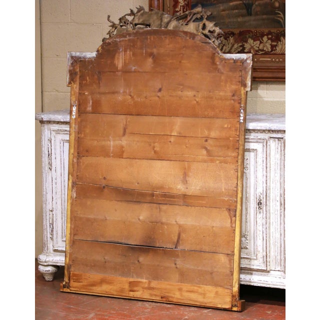 Gold 19th Century French Louis XVI Giltwood Mantel Mirror With Musical Trophy Crest For Sale - Image 8 of 11