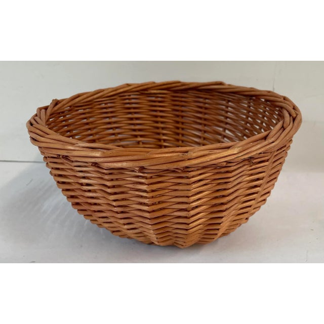 Vintage Round Wicker Basket For Sale In Dallas - Image 6 of 6