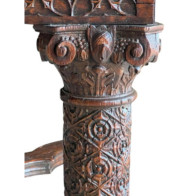 Gothic Revival Oak Draw Leaf Dining Table For Sale - Image 13 of 16