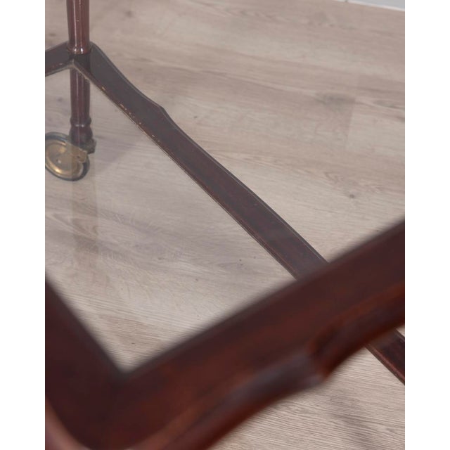 Vintage Italian Wood and Glass Serving Bar Cart, 1960s For Sale - Image 11 of 15