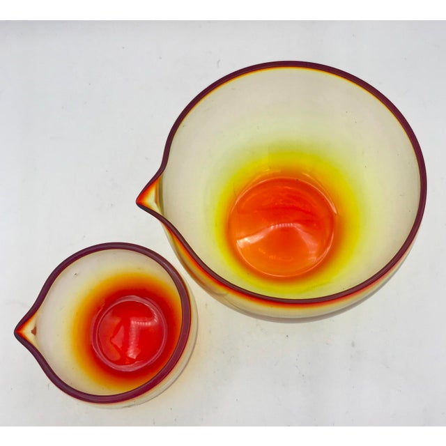 Glass 1960s Vintage Blown Glass Amberina Nesting Measuring Bowls - A Pair For Sale - Image 7 of 8