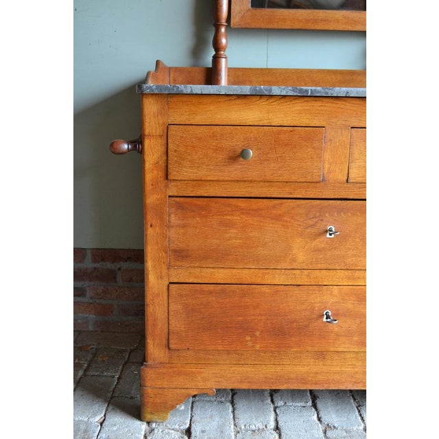 Brown Oak Chest of Drawers with Mirror For Sale - Image 8 of 10