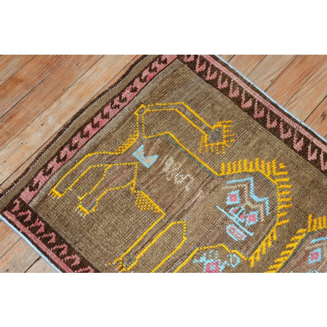 Vintage Zabihi Collection Pictorial Lion Sheep Turkish Rug dated 1980 - 2' x 3' For Sale - Image 4 of 7
