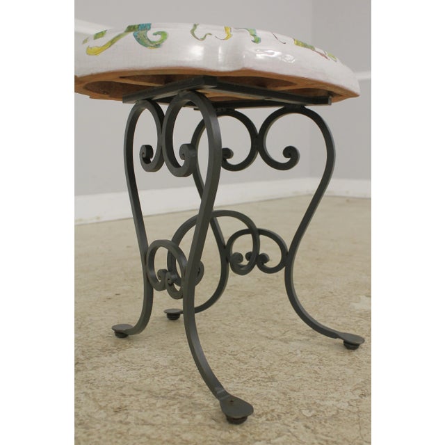 Pair Italian Hand Painted Terracotta & Iron Garden Seats Chairish