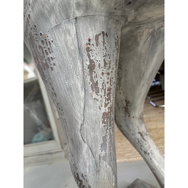 Antique White Late 20th Century Monumental Carved Wooden Horse on Plinth For Sale - Image 8 of 12