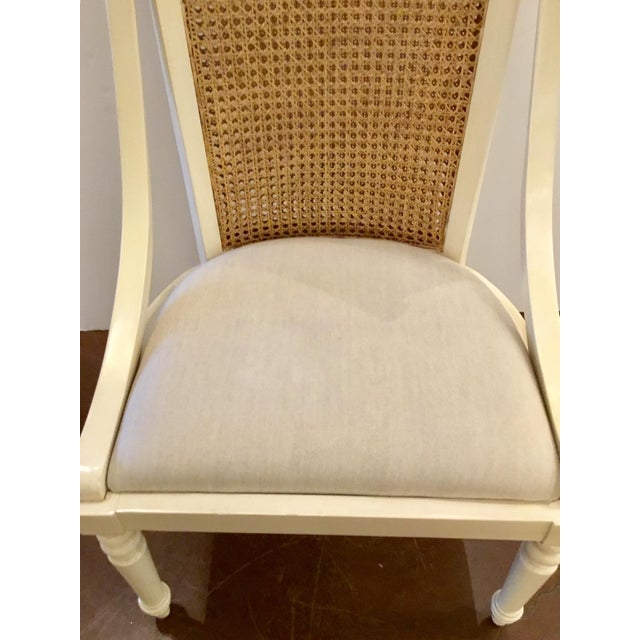 Transitional Cream Wood High Back Cane Chairs Pair Chairish