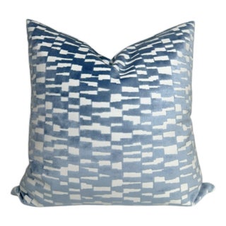 Blue Mod Velvet Pillow Cover, 22x22 Pillow For Sale